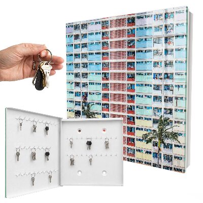 Schlüsselbox für die Wand im Design Farbenfrohe Architektur