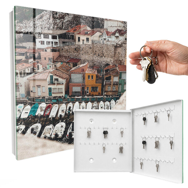 Schlüsselkasten mit Motiv einer Küstenstadt