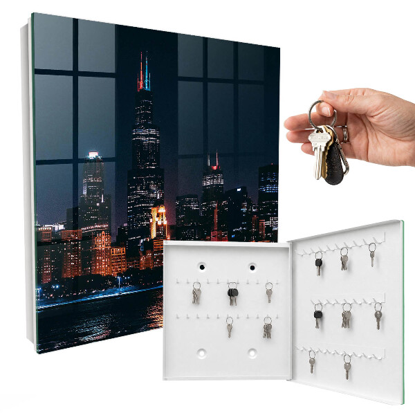 Schlüsselbox für die Wand mit Motiv Stadt bei Nacht