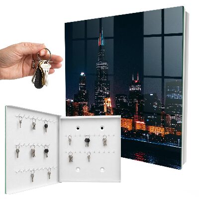 Schlüsselbox für die Wand mit Motiv Stadt bei Nacht