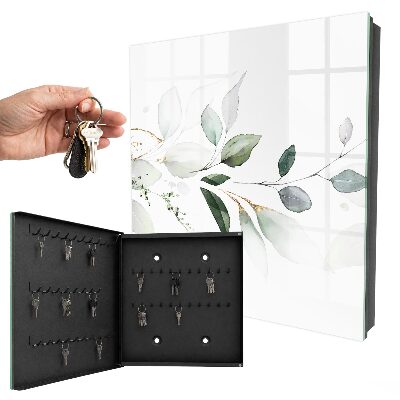 Schlüsselbox mit Aquarellblätter-Motiv