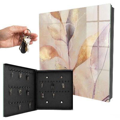 Schlüsselbox zur Wandmontage mit Motiv pastellfarbene Blätter