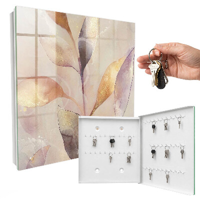 Schlüsselbox zur Wandmontage mit Motiv pastellfarbene Blätter