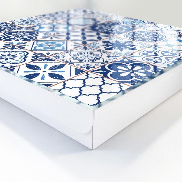 Schlüsselbox mit blauem Fliesendesign