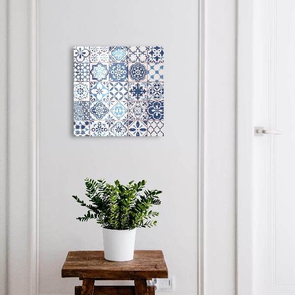 Schlüsselbox mit blauem Fliesendesign