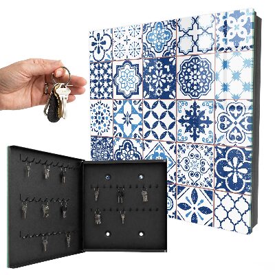 Schlüsselbox mit blauem Fliesendesign