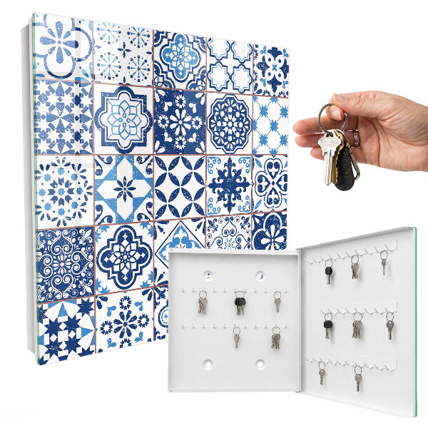 Schlüsselbox mit blauem Fliesendesign