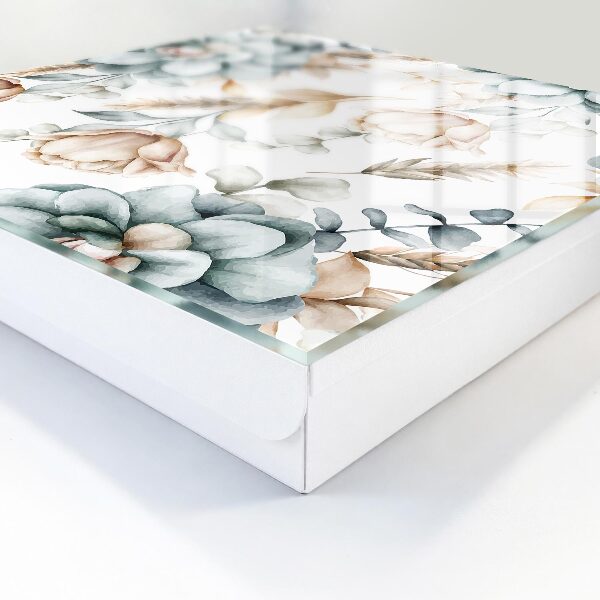 Schlüsselbox mit Aquarellblumen-Motiv