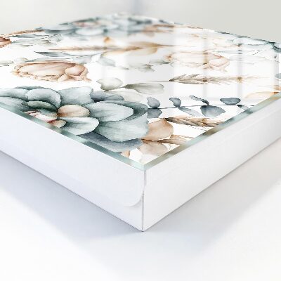 Schlüsselbox mit Aquarellblumen-Motiv