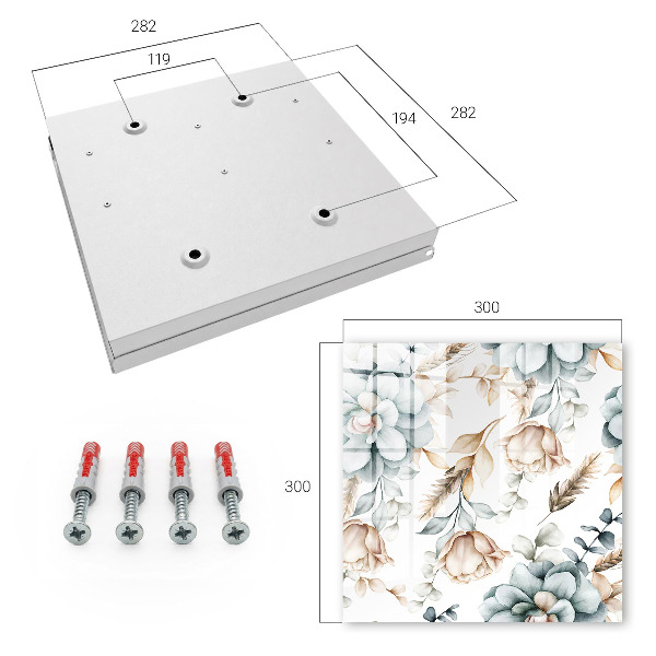 Schlüsselbox mit Aquarellblumen-Motiv