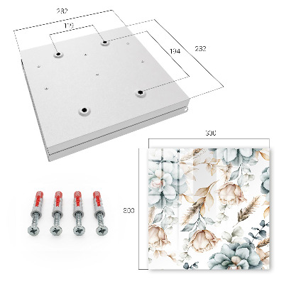Schlüsselbox mit Aquarellblumen-Motiv