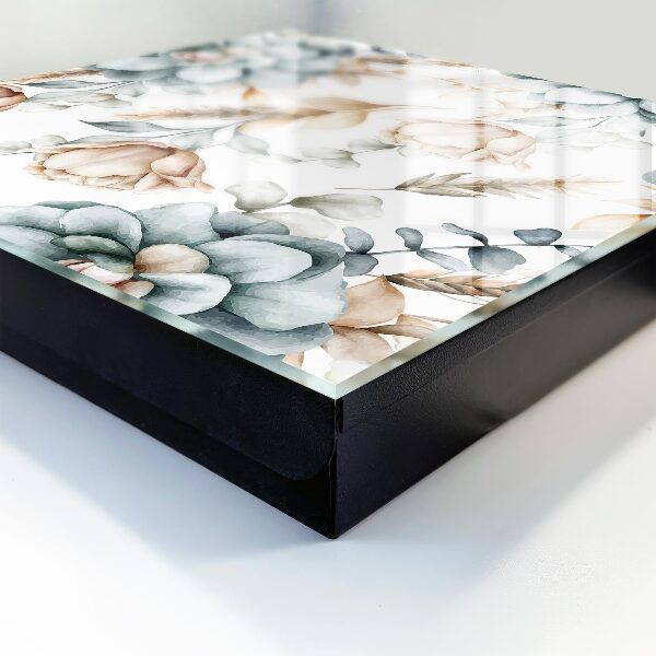 Schlüsselbox mit Aquarellblumen-Motiv