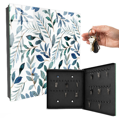 Schlüsselbox für die Wand mit Pflanzen-Aquarell-Motiv