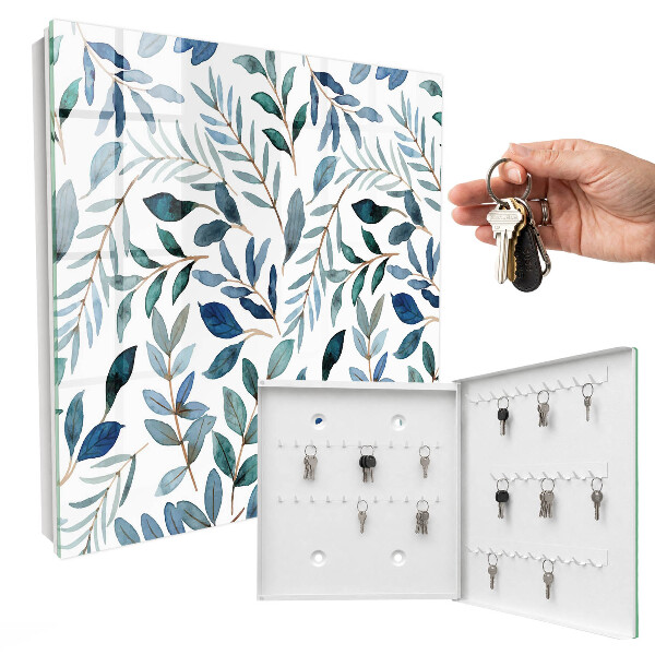 Schlüsselbox für die Wand mit Pflanzen-Aquarell-Motiv