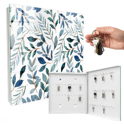 Schlüsselbox für die Wand mit Pflanzen-Aquarell-Motiv
