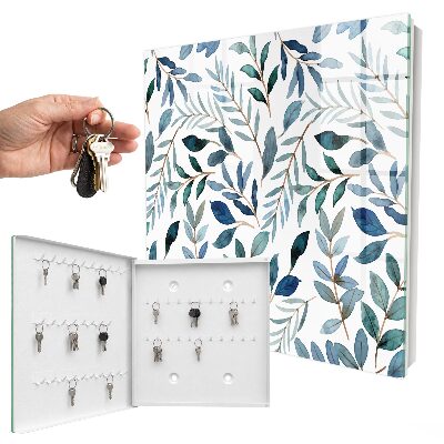Schlüsselbox für die Wand mit Pflanzen-Aquarell-Motiv