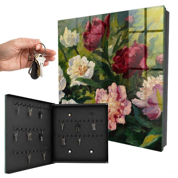 Schlüsselbox für die Wand mit buntem Blumenmotiv