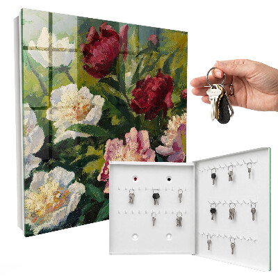 Schlüsselbox für die Wand mit buntem Blumenmotiv