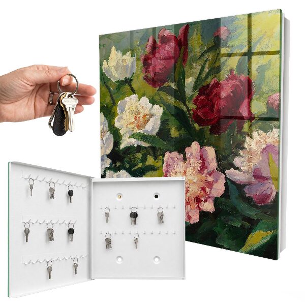 Schlüsselbox für die Wand mit buntem Blumenmotiv