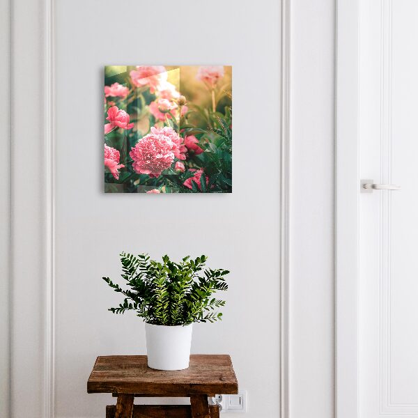 Schlüsselbox zur Wandmontage mit Motiv Rosa Pfingstrosen