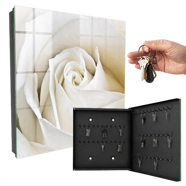 Schlüsselbox für die Wand im Design Weiße Rose