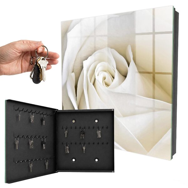 Schlüsselbox für die Wand im Design Weiße Rose