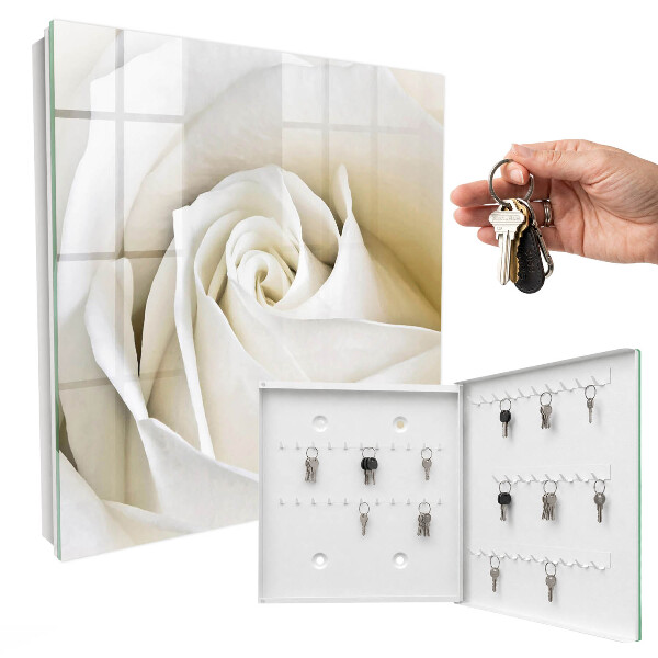 Schlüsselbox für die Wand im Design Weiße Rose