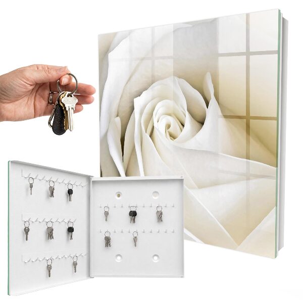 Schlüsselbox für die Wand im Design Weiße Rose