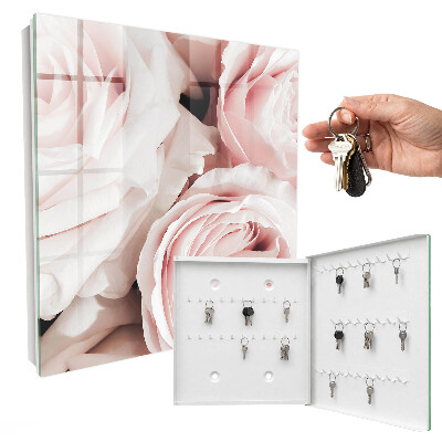 Schlüsselkasten mit Pastellrosen-Motiv