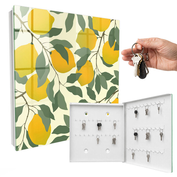 Schlüsselbox zur Wandmontage mit Motiv Saftige Zitronen