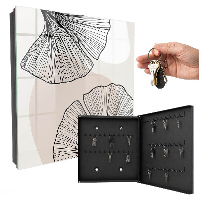 Schlüsselbox zur Wandmontage schwarzes Design mit Blattmotiven