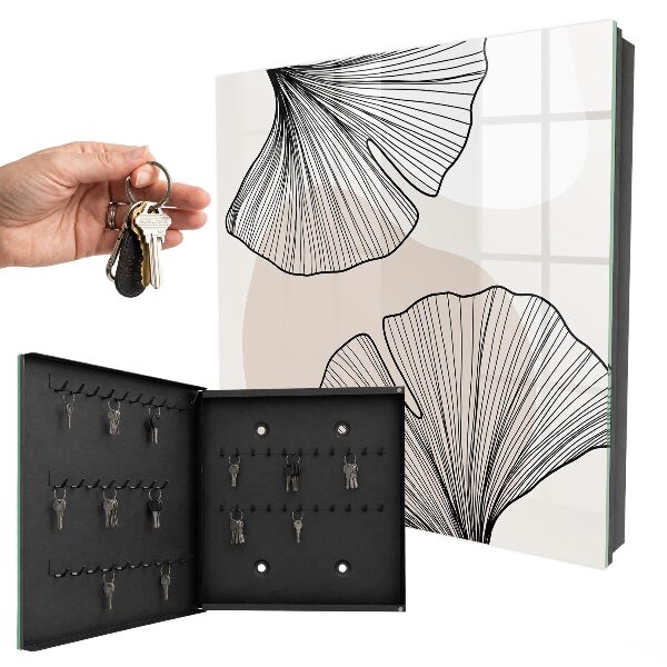 Schlüsselbox zur Wandmontage schwarzes Design mit Blattmotiven