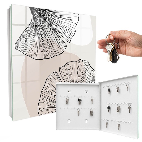 Schlüsselbox zur Wandmontage schwarzes Design mit Blattmotiven