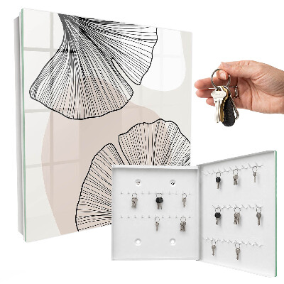 Schlüsselbox zur Wandmontage schwarzes Design mit Blattmotiven