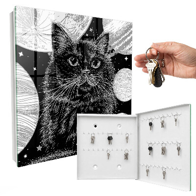 Schlüsselkasten mit Weltraumkatze Motiv