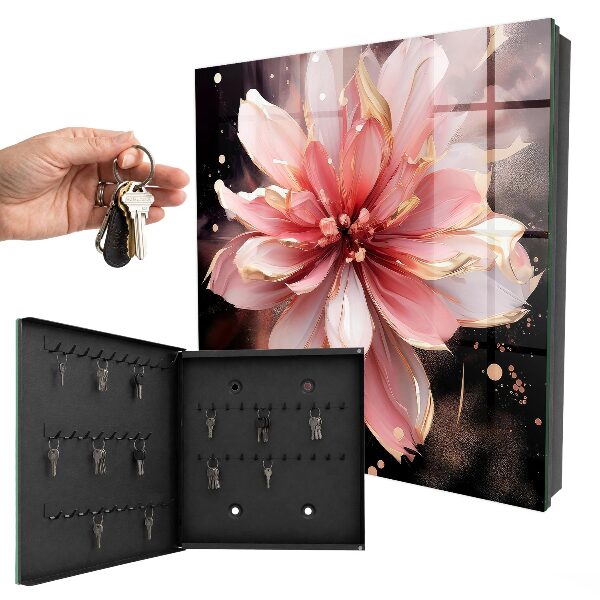 Schlüsselbox für die Wand mit Motiv Rosa Blume