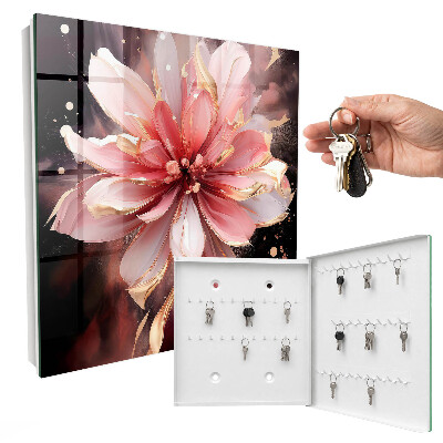 Schlüsselbox für die Wand mit Motiv Rosa Blume
