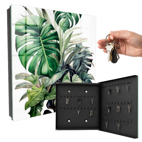 Schlüsselbox zur Wandmontage mit Motiv Exotische Blätter