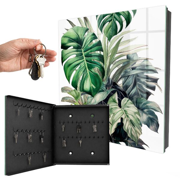 Schlüsselbox zur Wandmontage mit Motiv Exotische Blätter