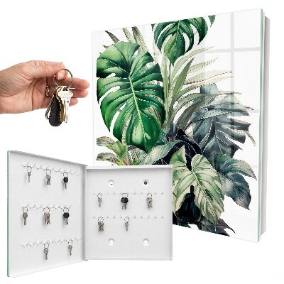Schlüsselbox zur Wandmontage mit Motiv Exotische Blätter