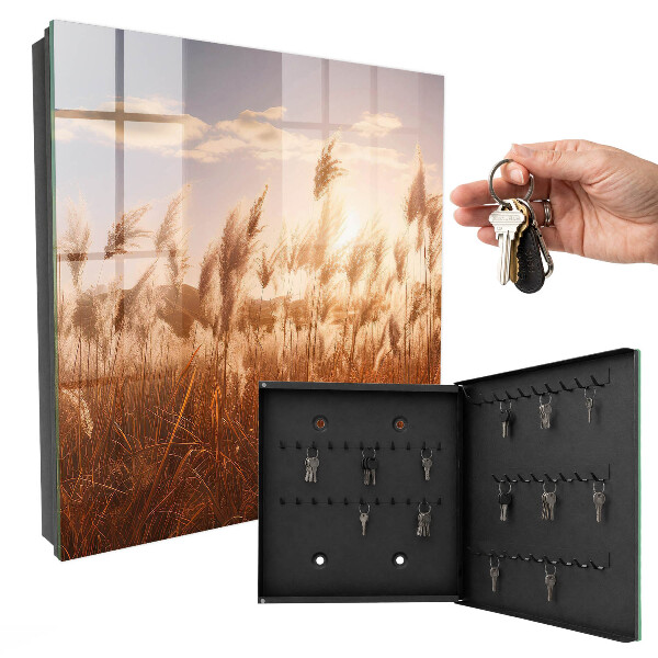 Schlüsselbox mit Motiv Sonnenuntergang im Gras
