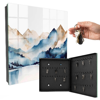 Schlüsselbox für die Wand mit Aquarellberge Motiv