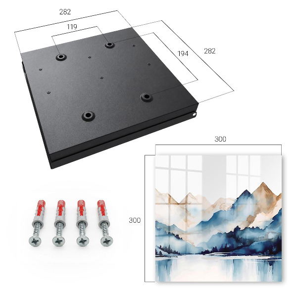 Schlüsselbox für die Wand mit Aquarellberge Motiv