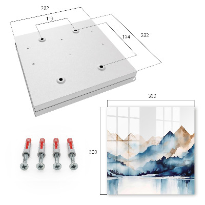 Schlüsselbox für die Wand mit Aquarellberge Motiv
