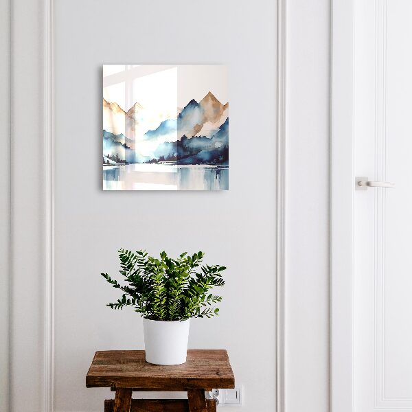 Schlüsselbox für die Wand mit Aquarellberge Motiv