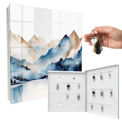 Schlüsselbox für die Wand mit Aquarellberge Motiv