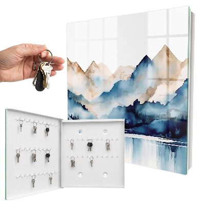 Schlüsselbox für die Wand mit Aquarellberge Motiv