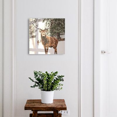 Schlüsselbox für die Wand mit Winterhirsch Motiv