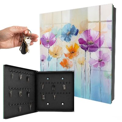 Schlüsselbox zur Wandmontage mit buntem Blumenmotiv