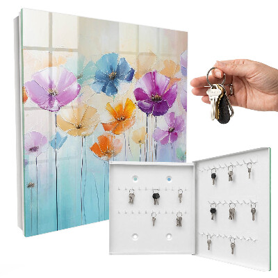 Schlüsselbox zur Wandmontage mit buntem Blumenmotiv